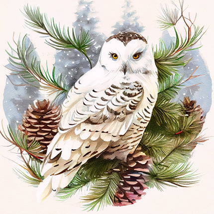 White owl fabric panel