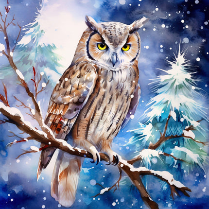 snow owl cotton fabric panel
