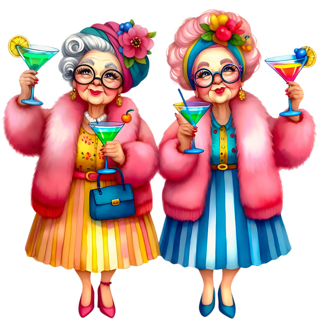 Best Friends Older Ladies 100% Cotton Fabric Panel Block CC202