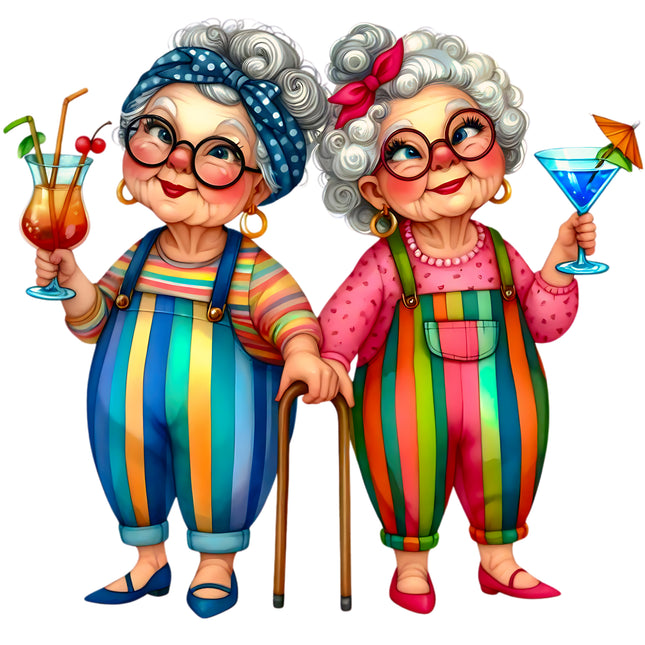 Best Friends Older Ladies 100% Cotton Fabric Panel Block CC204