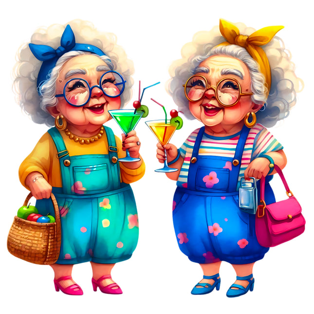 Best Friends Older Ladies 100% Cotton Fabric Panel Block CC206