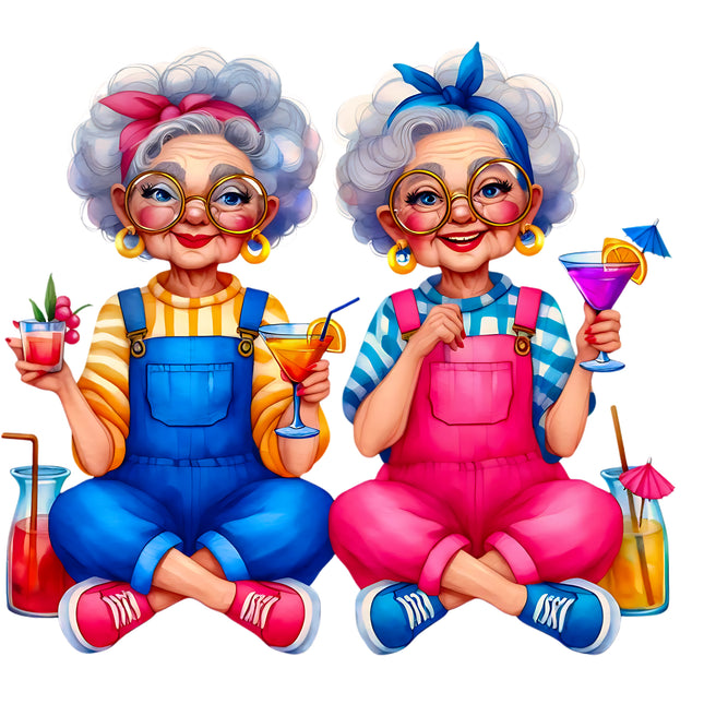 Best Friends Older Ladies 100% Cotton Fabric Panel Block CC207