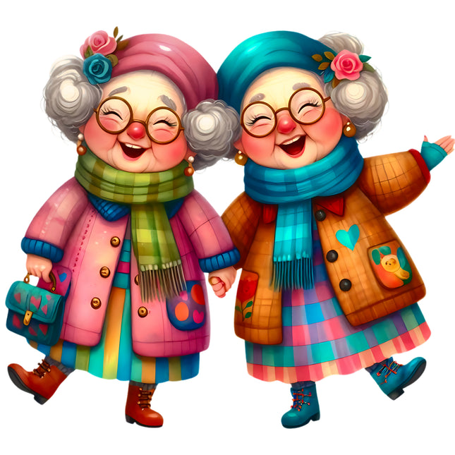 Best Friends Older Ladies 100% Cotton Fabric Panel Block CC209