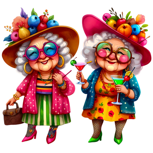 Best Friends Older Ladies 100% Cotton Fabric Panel Block CC210