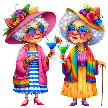 Best Friends Older Ladies 100% Cotton Fabric Panel Block CC211