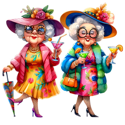 Best Friends Older Ladies 100% Cotton Fabric Panel Block CC212