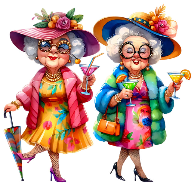 Best Friends Older Ladies 100% Cotton Fabric Panel Block CC212