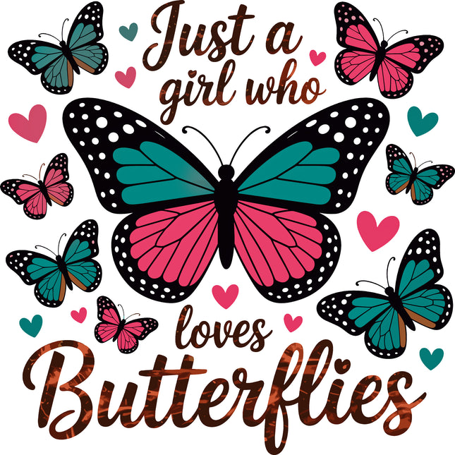 Just A Girl Who Loves Butterflies 100% Cotton Fabric Panel Block CC213