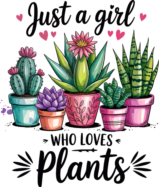Just A Girl Who Loves Plants 100% Cotton Fabric Panel Block CC215
