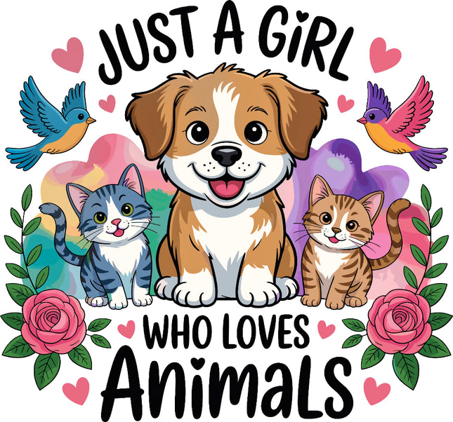 Just A Girl Who Loves Animals 100% Cotton Fabric Panel Block CC216