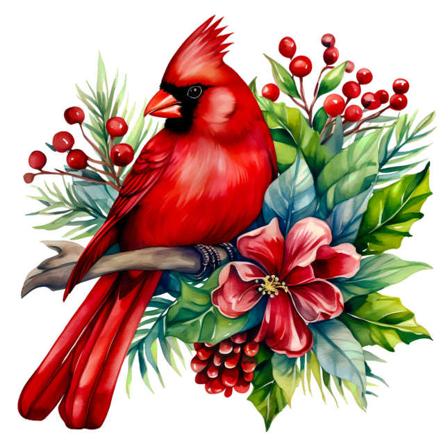 Christmas Cardinal 100% Cotton Fabric Panel Block CC240