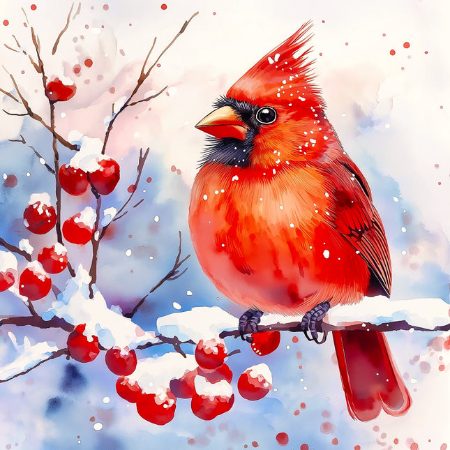 Red cardinal bird fabric panel