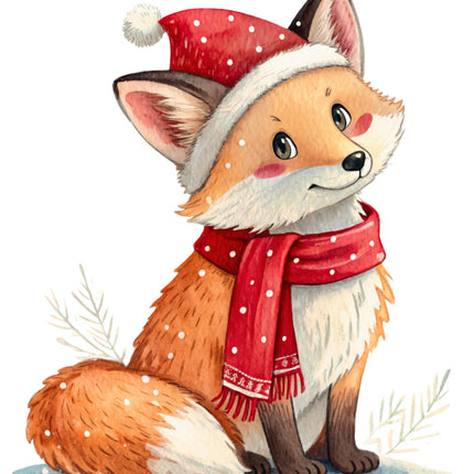 winter fox cotton fabric panel
