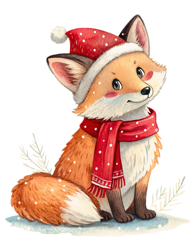 winter fox cotton fabric panel