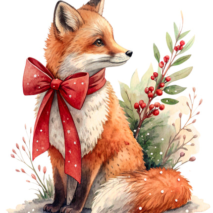 Holiday Fox 100% Cotton Fabric Panel Block CC271