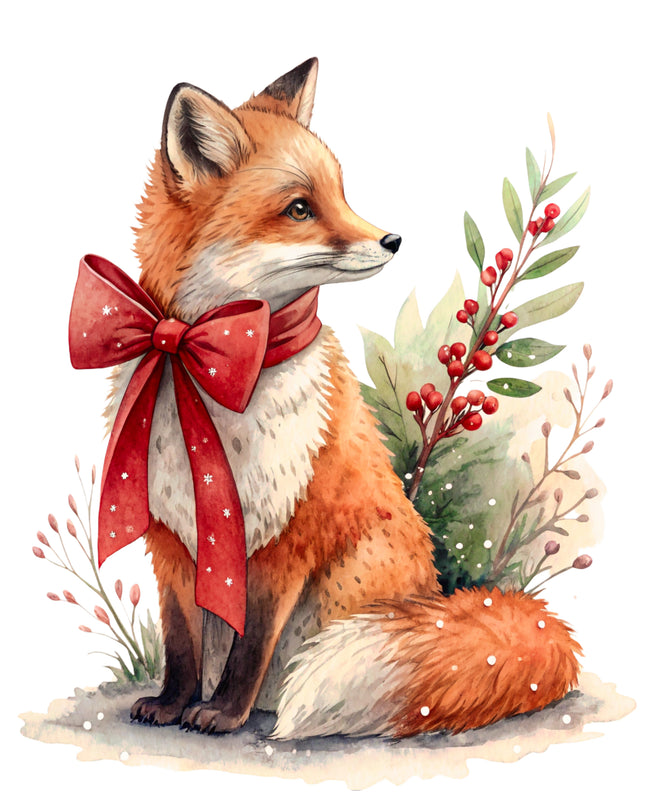 Holiday Fox 100% Cotton Fabric Panel Block CC271