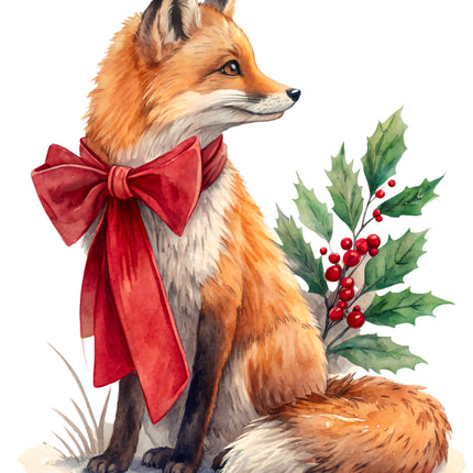 Winter Holiday Fox 100% Cotton Fabric Panel Block CC275