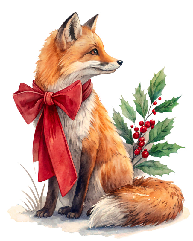 Winter Holiday Fox 100% Cotton Fabric Panel Block CC275