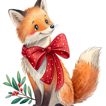 Winter Holiday Fox 100% Cotton Fabric Panel Block CC276