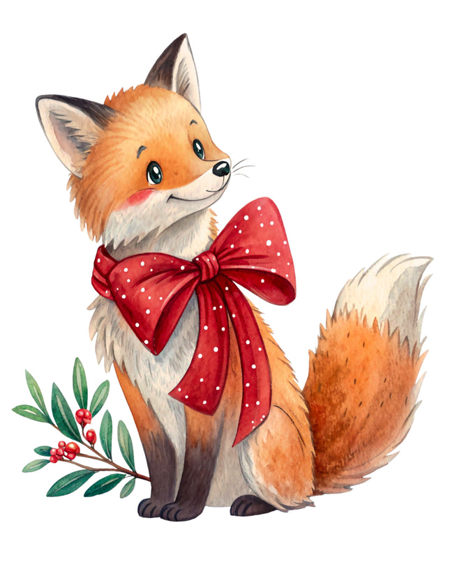 Winter Holiday Fox 100% Cotton Fabric Panel Block CC276