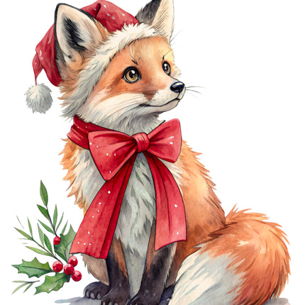 Winter Holiday Fox 100% Cotton Fabric Panel Block CC277