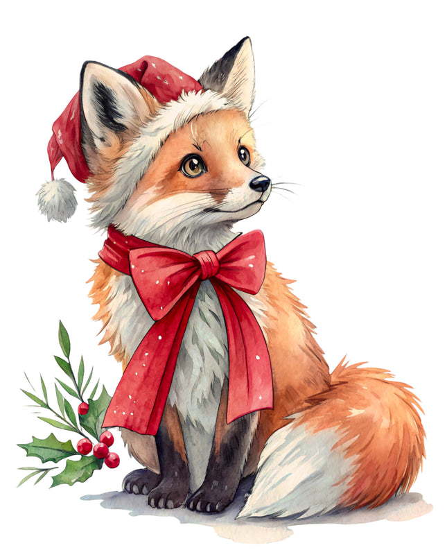 Winter Holiday Fox 100% Cotton Fabric Panel Block CC277