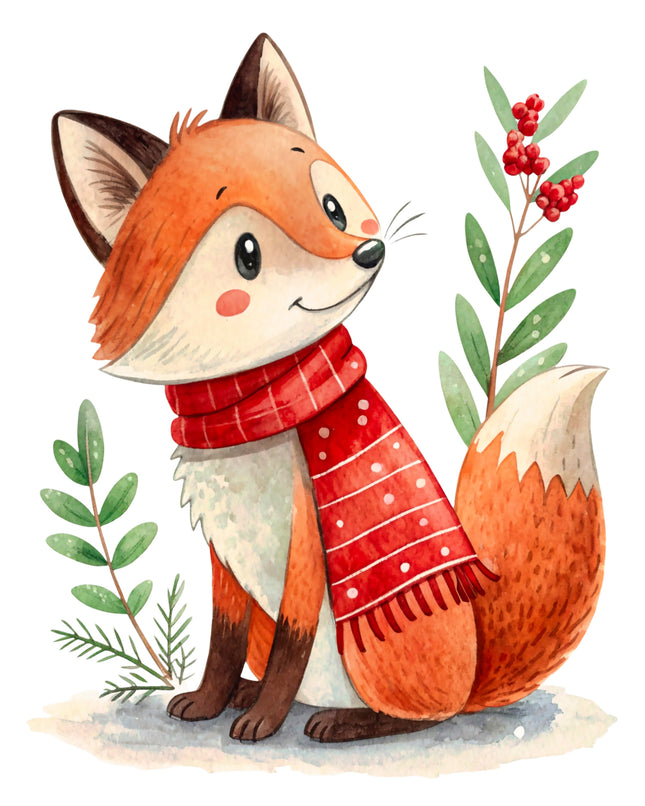 Winter Holiday Fox 100% Cotton Fabric Panel Block CC278