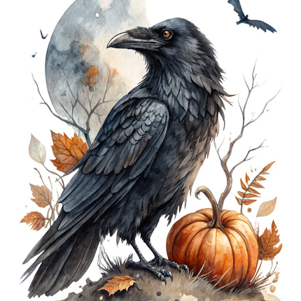 Halloween Raven 100% Cotton Fabric Panel Block CC286