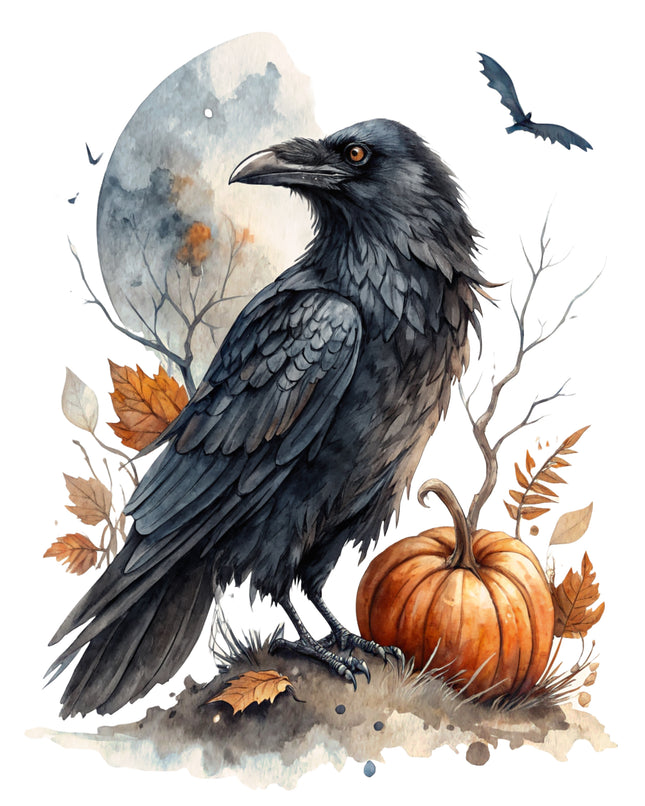 Halloween Raven 100% Cotton Fabric Panel Block CC286