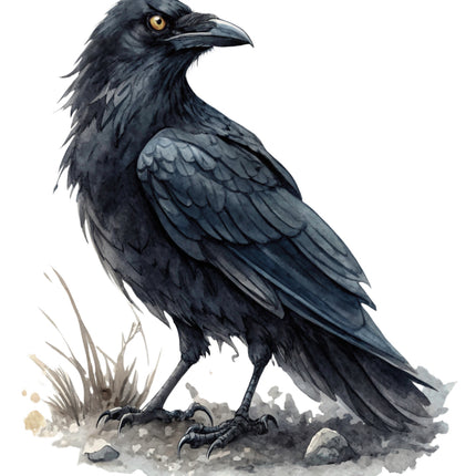 black crow cotton fabric panel