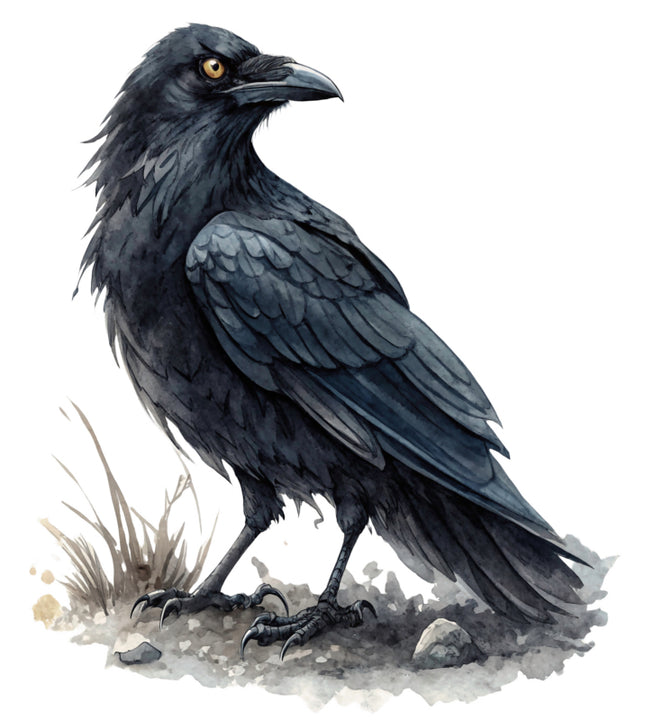 black crow cotton fabric panel