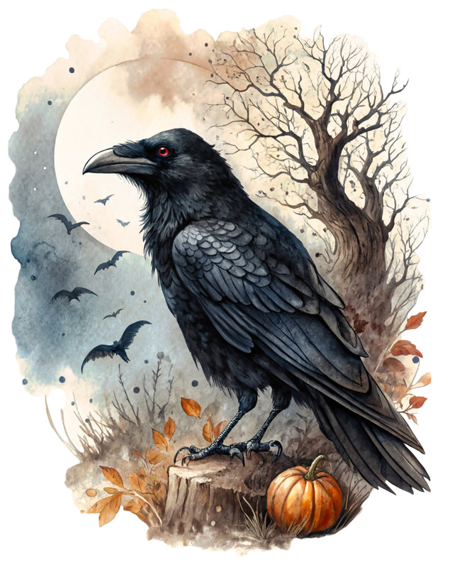 Halloween Raven 100% Cotton Fabric Panel Block CC291