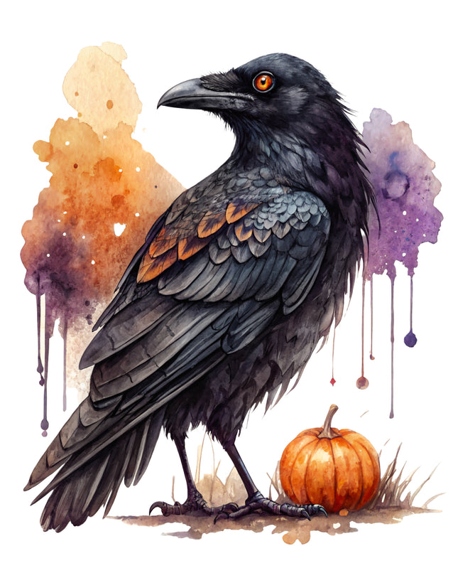 Halloween Raven 100% Cotton Fabric Panel Block CC292