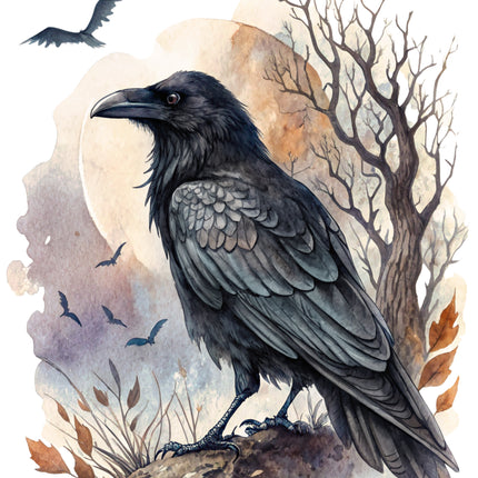 Halloween Raven 100% Cotton Fabric Panel Block CC294