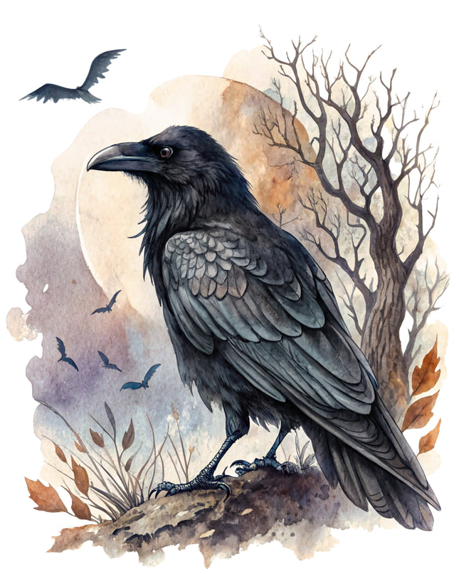 Halloween Raven 100% Cotton Fabric Panel Block CC294