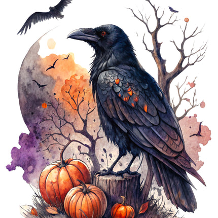 Halloween Raven 100% Cotton Fabric Panel Block CC295