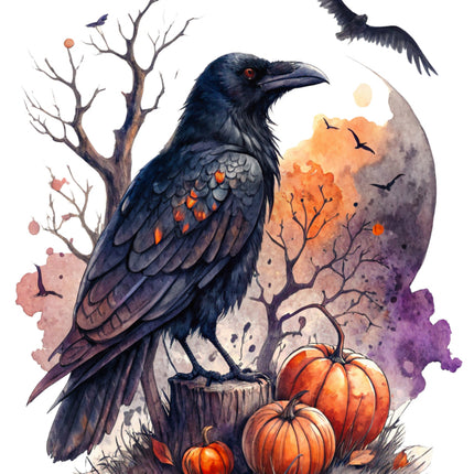 crow cotton fabric panel