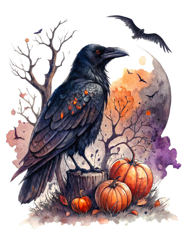 crow cotton fabric panel