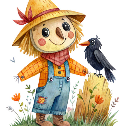 scarecrow cotton fabric panel