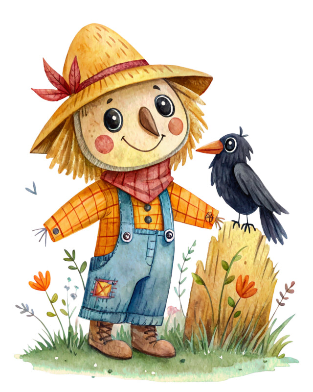 scarecrow cotton fabric panel