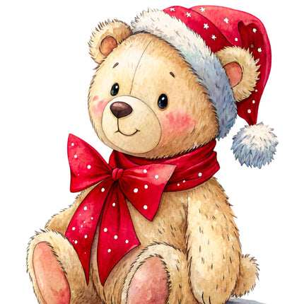 Winter Teddy Bear 100% Cotton Fabric Panel Block CC333