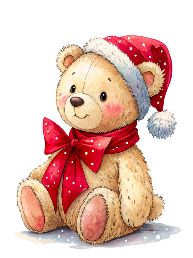 Winter Teddy Bear 100% Cotton Fabric Panel Block CC333