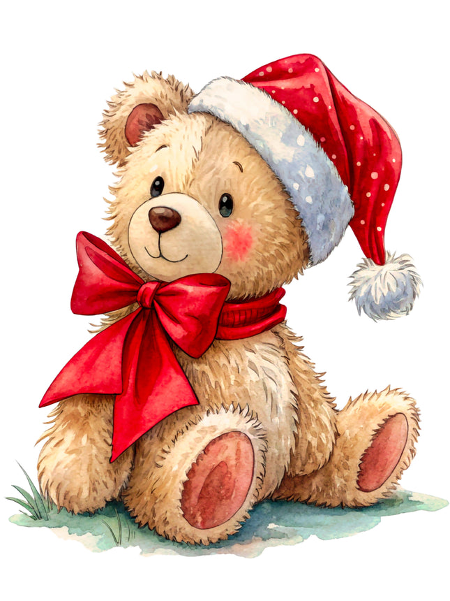 Christmas Teddy Bear 100% Cotton Fabric Panel Block CC336