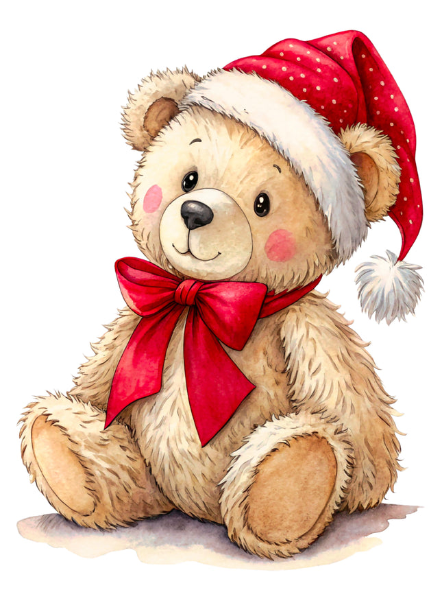 Christmas Teddy Bear 100% Cotton Fabric Panel Block CC341