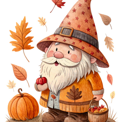 autumn gnome fabric panel square