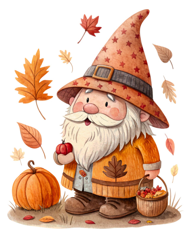 autumn gnome fabric panel square