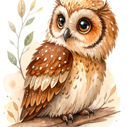 Owl 100% Cotton Fabric Panel Block CC396