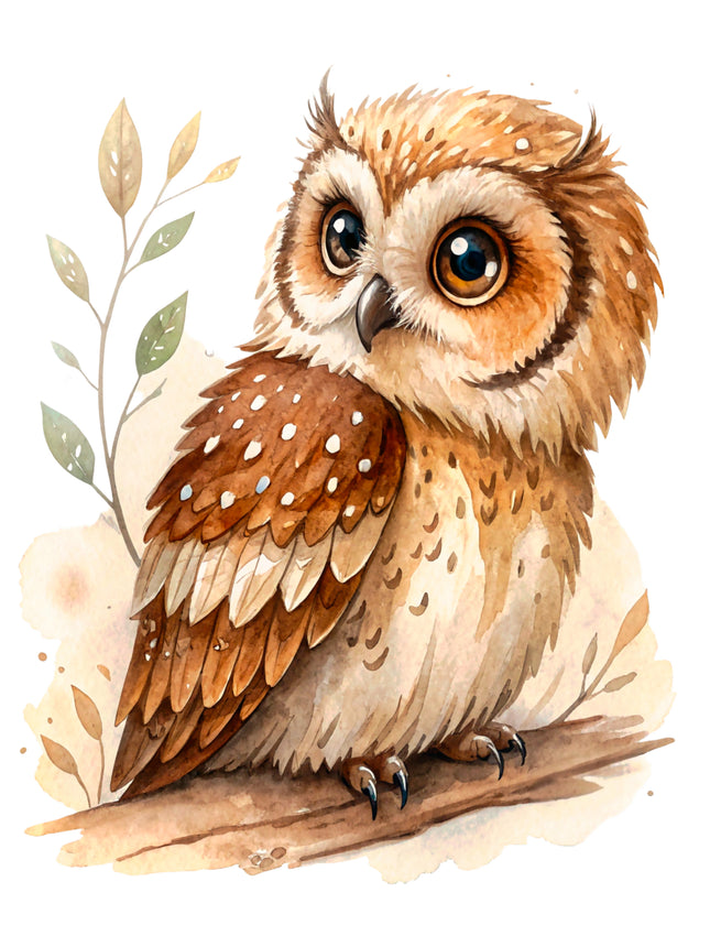 Owl 100% Cotton Fabric Panel Block CC396