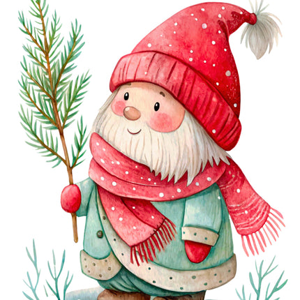 winter gnome cotton fabric panel