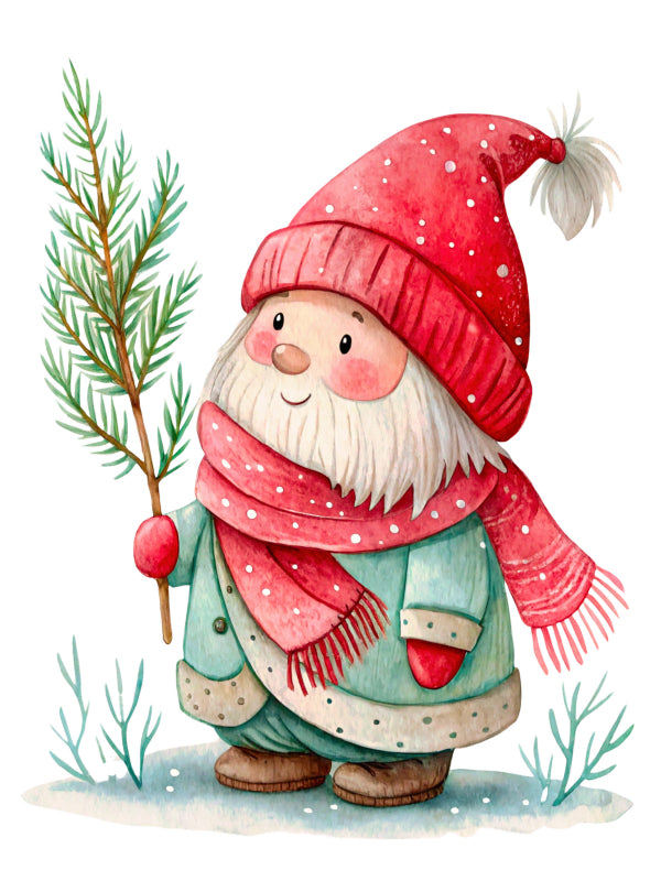 winter gnome cotton fabric panel